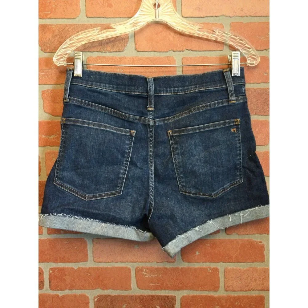 Madewell Women's High-Rise Denim Shorts Cut-Off Cuffed Hem Pockets Size 28